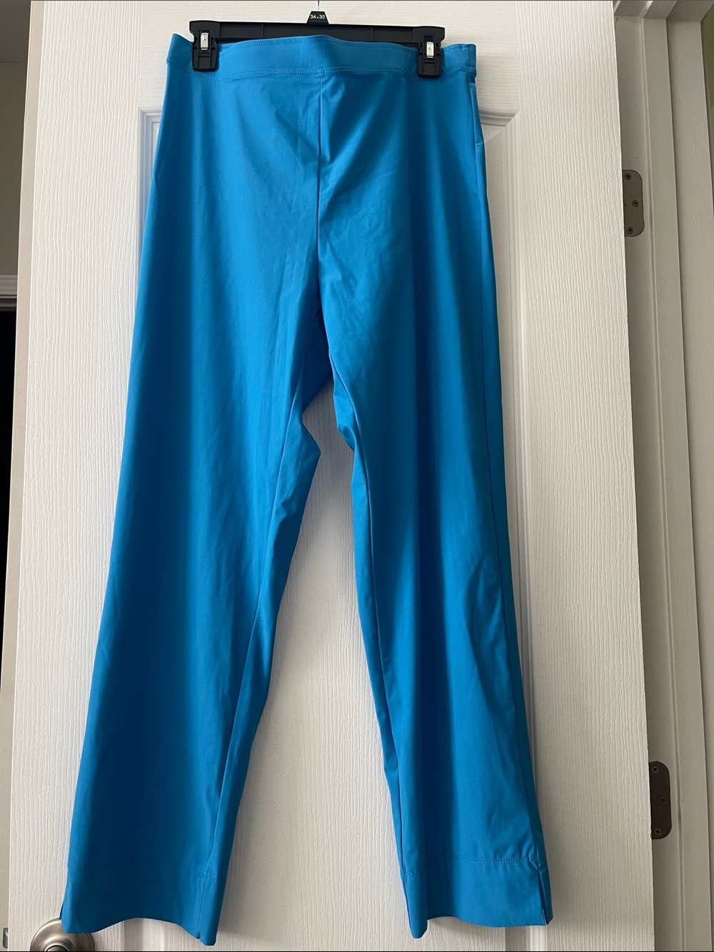 vibrant turquoise IC Collection slim ankle pants with a side slit detail XL